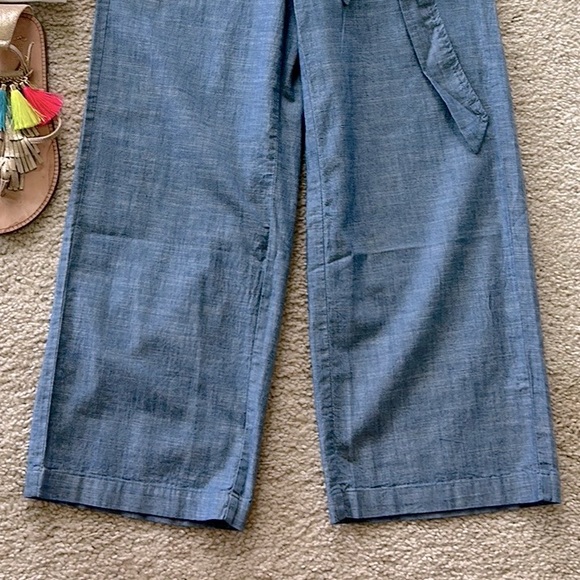 J. Crew Chambray Tie Waist Wide Leg Pants - Picture 5 of 9